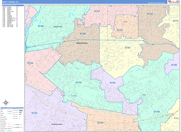 West Covina Wall Map